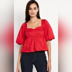 Old Navy Red Women's Blouse with Puff Sleeves